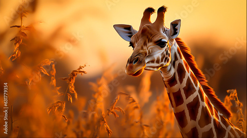 Giraffe in the field, Generative Ai