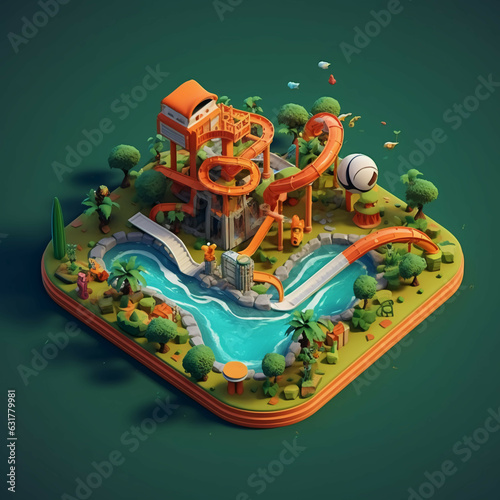 3D isometric view of the water playground