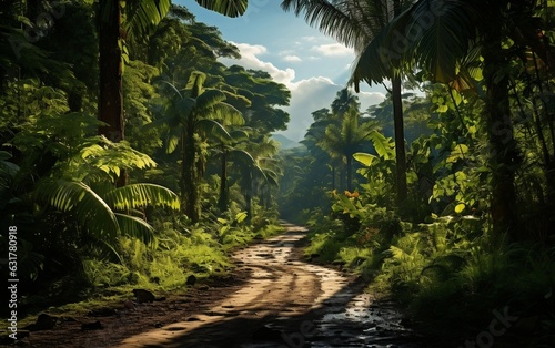 Palm Trees and Earthy Forest. Generative Ai