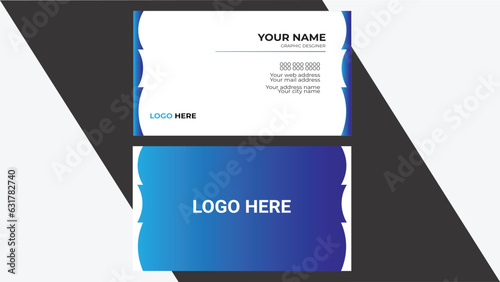 Business card templateblue white  colors.Modern business card template . Flat design vector abstract creative - Vector photo