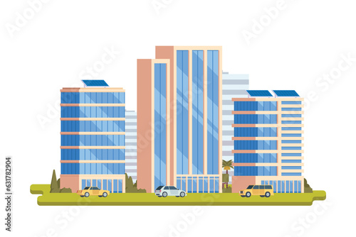 Vector building illustration of city landscape with elements. Illustration for landing page, Infographic, banner etc.