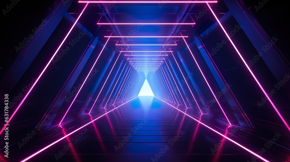 Neon background concept. Disco neon light background. 3d rendering.