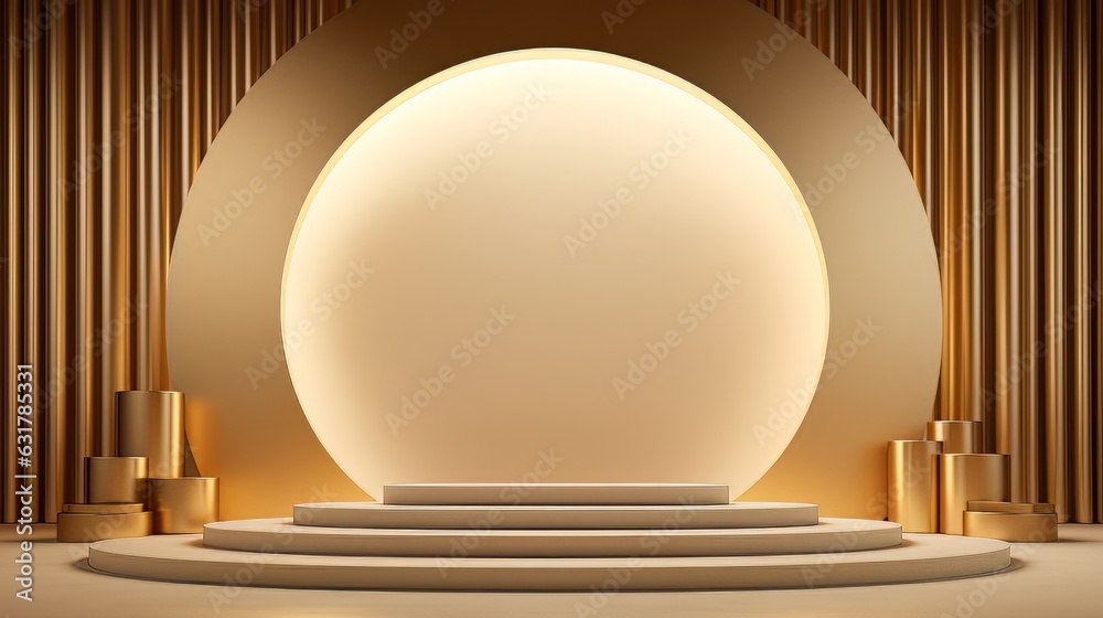 Abstract minimalistic monochrome scene with geometric shapes. Yellow golden visualization AI Abstract minimalistic monochrome scene with geometric shapes. Yellow golden visualization AI