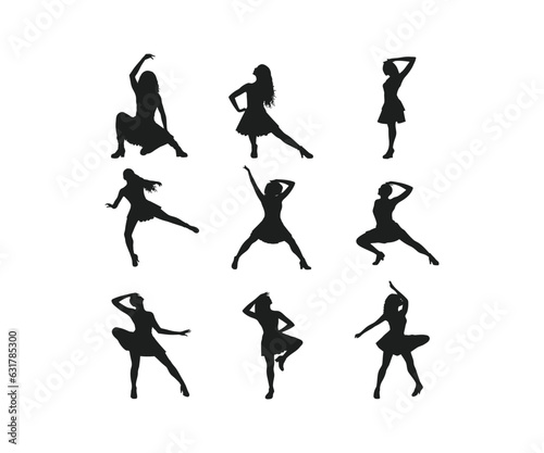 Silhouette gymnast dancer set of ballerina female. Vector illustration design.
