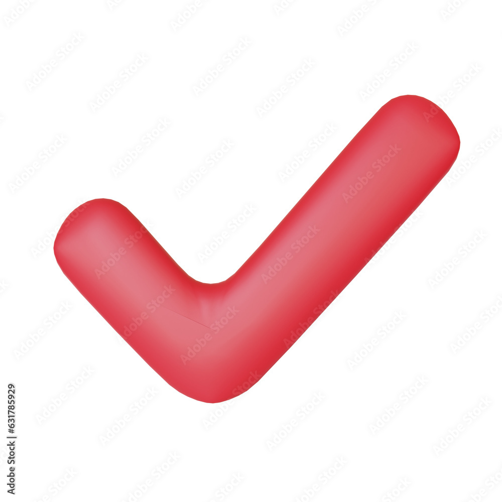 3D Red Check Mark Tick. Right Button. Cut Out. 3D Red Check Mark Tick. Right Button. Cut Out.