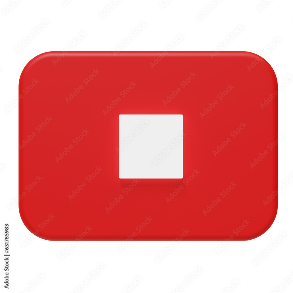 3D Red Stop Button Icon. Cut Out. 3D Red Stop Button Icon. Cut Out.