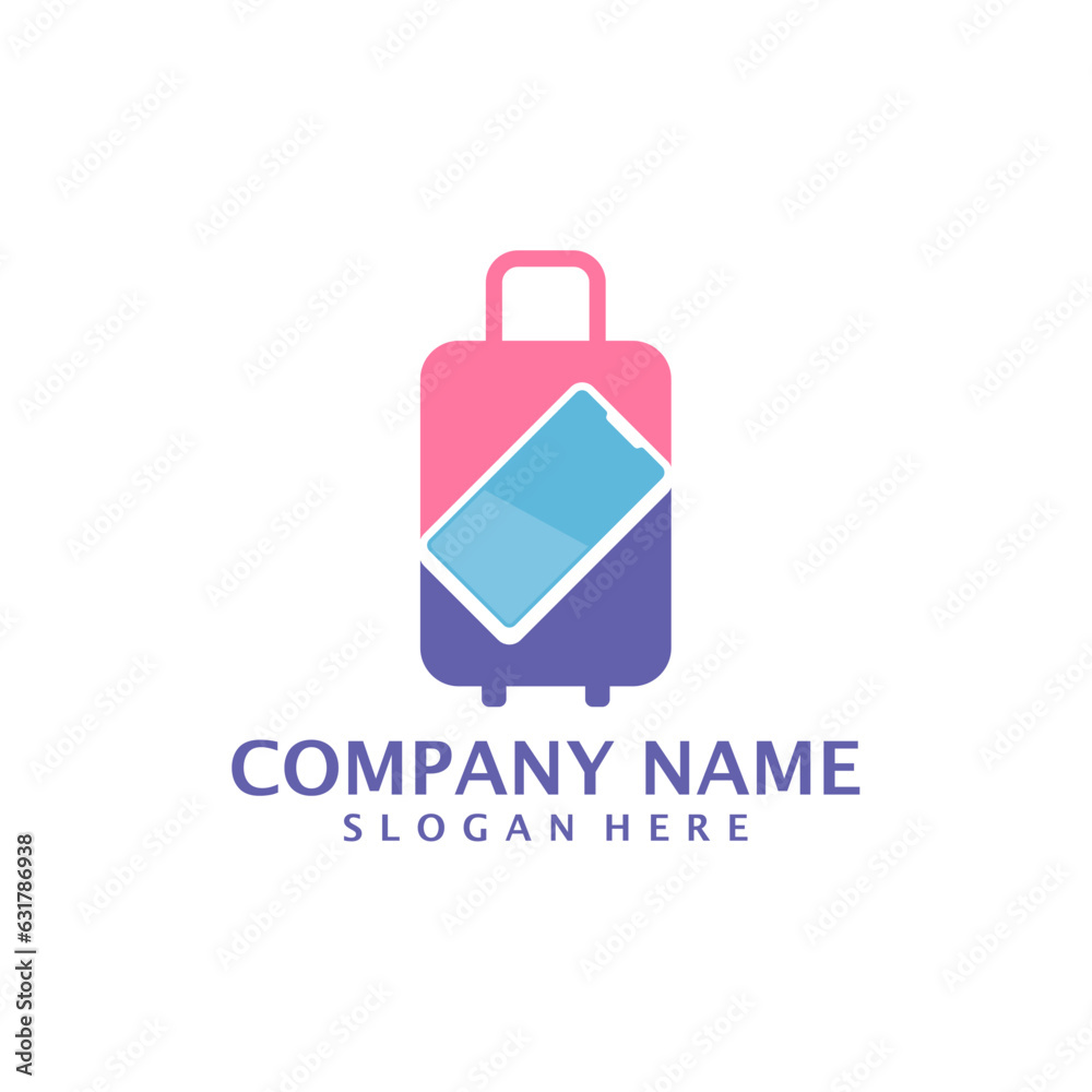 Phone Suitcase logo design vector. Suitcase logo design template concept Phone Suitcase logo design vector. Suitcase logo design template concept