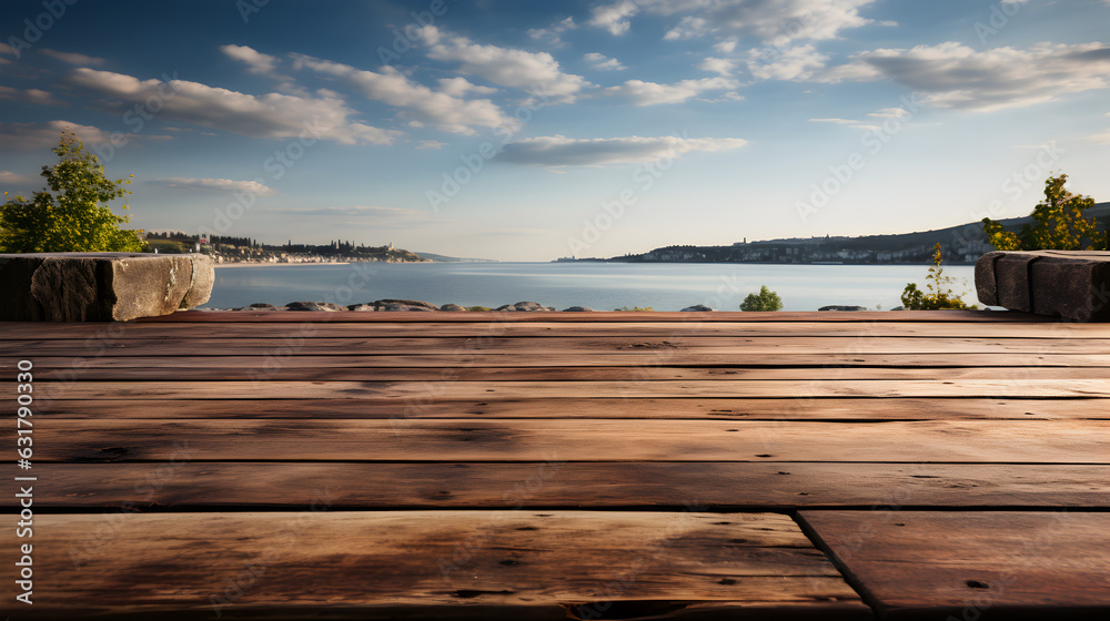 empty wooden platform Generative AI empty wooden platform Generative AI