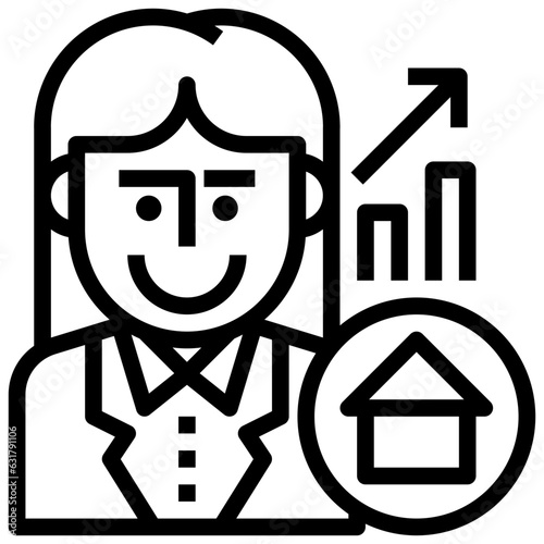 broker line icon,linear,outline,graphic,illustration