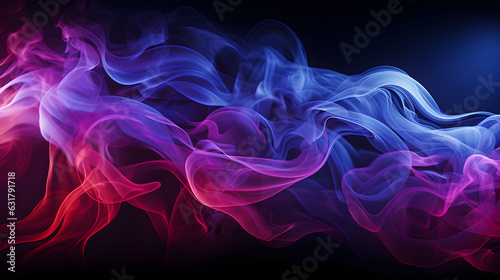 Smoke puff cloud design elements swirl against a dark background, Generative AI