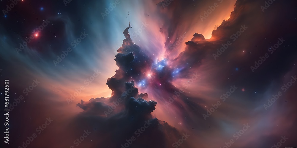 They marveled at the beauty of a nearby nebula, its swirling clouds of gas and dust like an abstract painting in the cosmos.