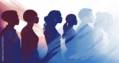 Wallpaper Mural Colorful silhouettes of a diverse and multicultural community. Illustration of a multiethnic group of people. Torontodigital.ca
