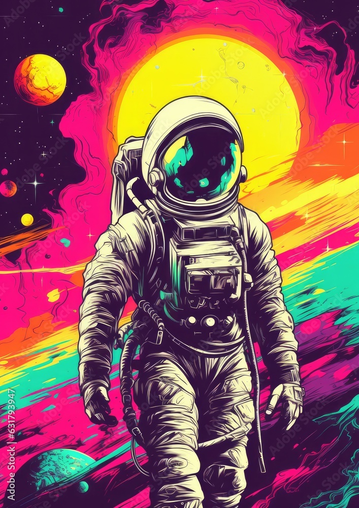 Astronaut in space with universe background in pastel colors. Generative Ai.