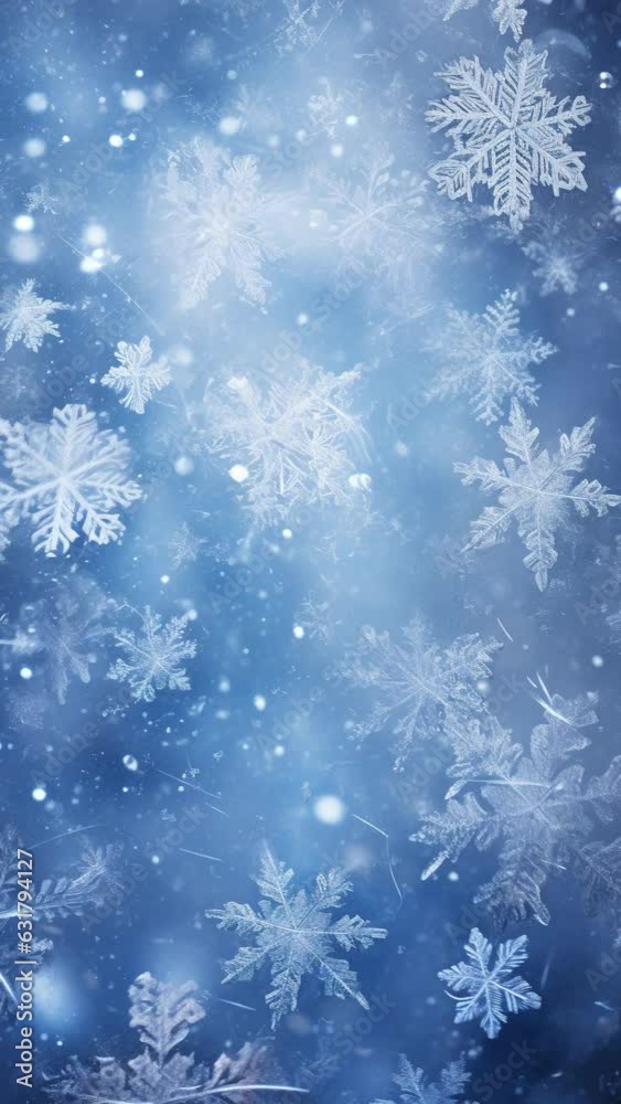 Vertical video a close up shot of snowflakes Vertical video a close up shot of snowflakes