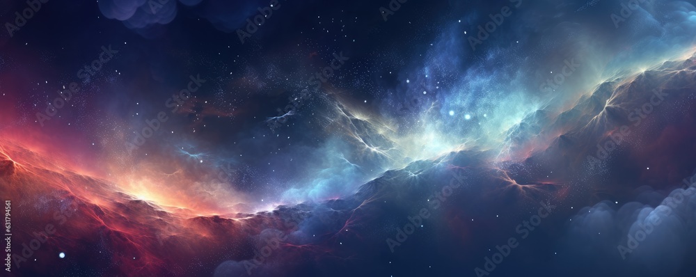 Colorful, stars and space background, panorama universe wallpaper panorama. Generative Ai. - obrazy, fototapety, plakaty 
