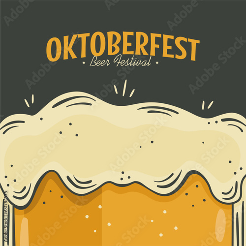 oktoberfest banner template with beer illustration vector