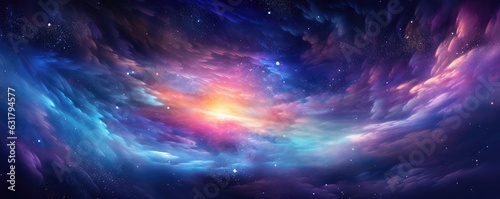Colorful, stars and space background, panorama universe wallpaper panorama. Generative Ai. #631794577