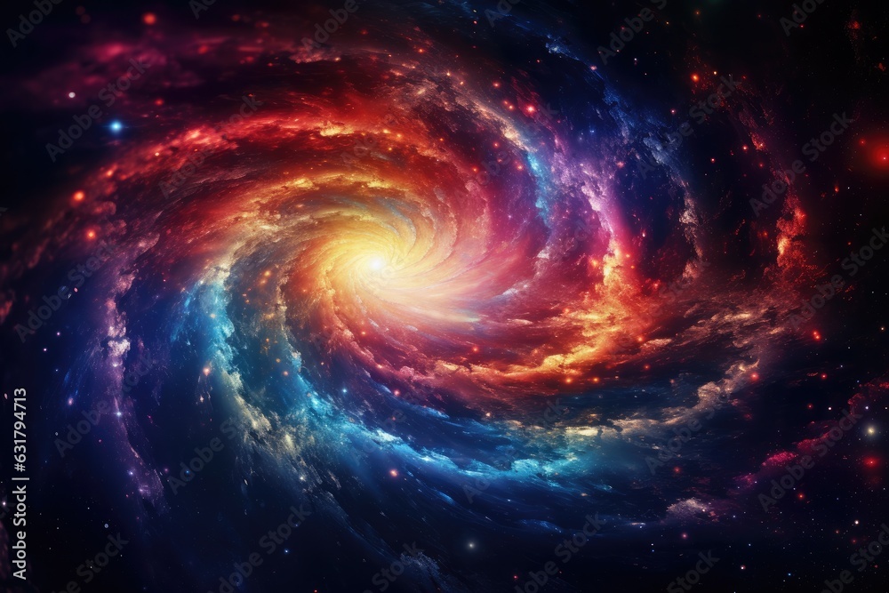 Magic and colorful spiral with galaxy on it, space and universe wallpaper. Generative Ai. Magic and colorful spiral with galaxy on it, space and universe wallpaper. Generative Ai.