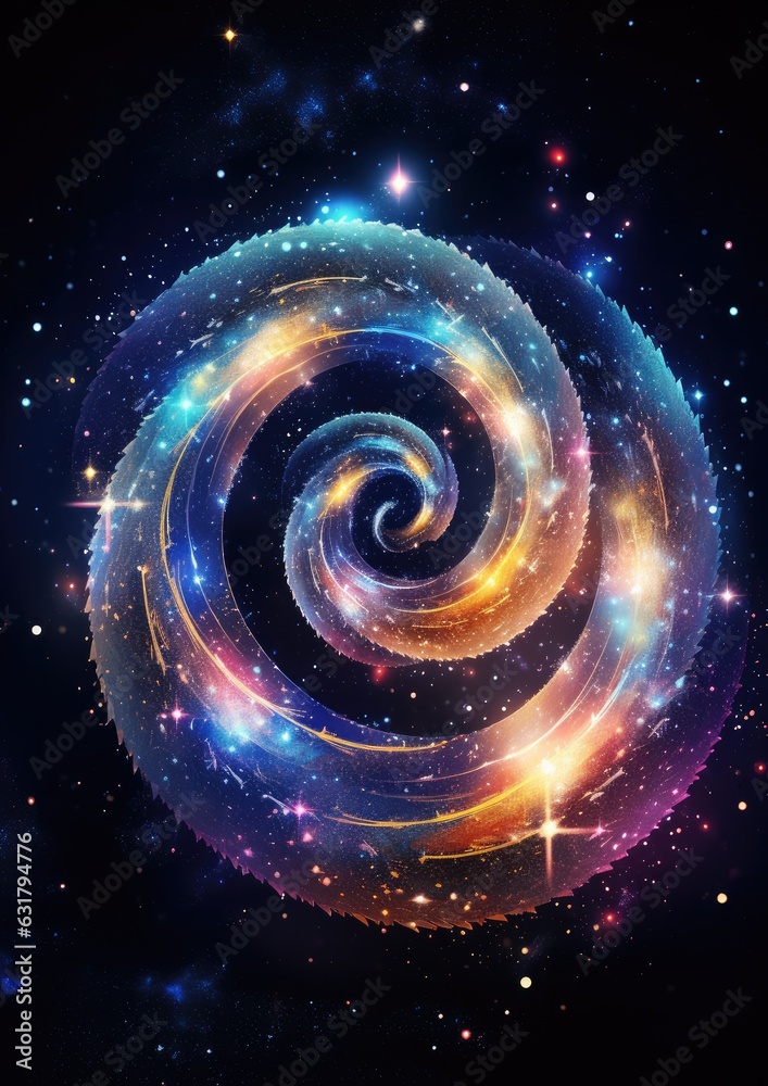 Magic and colorful spiral with galaxy on it, space and universe wallpaper. Generative Ai. Magic and colorful spiral with galaxy on it, space and universe wallpaper. Generative Ai.