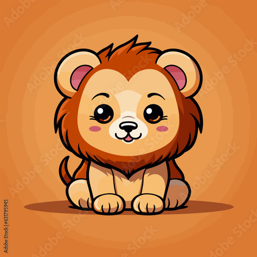 Lion. Lion hand-drawn comic illustration. Cute vector doodle style cartoon illustration.