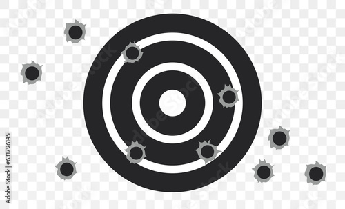 Bullet hole gun shoot target circle abstract concept. Vector flat graphic design illustration