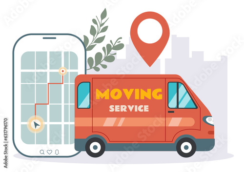 Delivery service online mobile cargo web app abstract concept. Vector flat graphic design illustration
