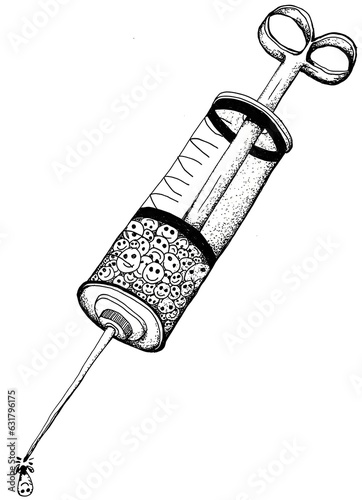 Obraz na płótnie illustration of a syringe filled with smiley emojis w salonie