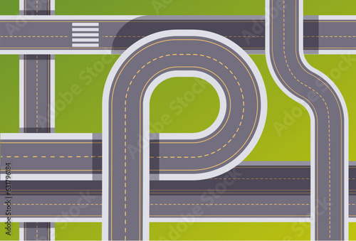 Highway road interchange expressway freeway concept. Vector flat graphic design illustration