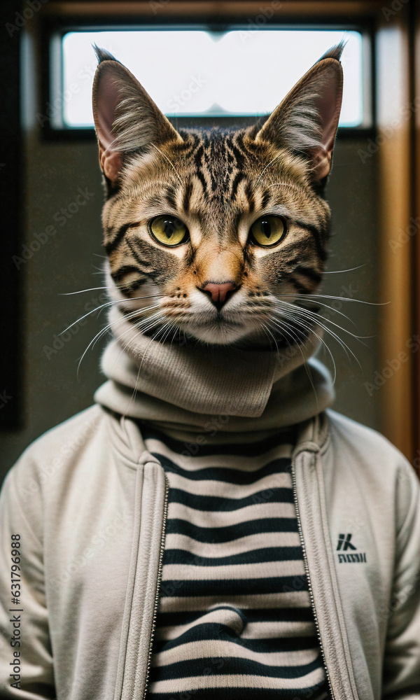 A Hooded Cat Looking at the Camera A Hooded Cat Looking at the Camera