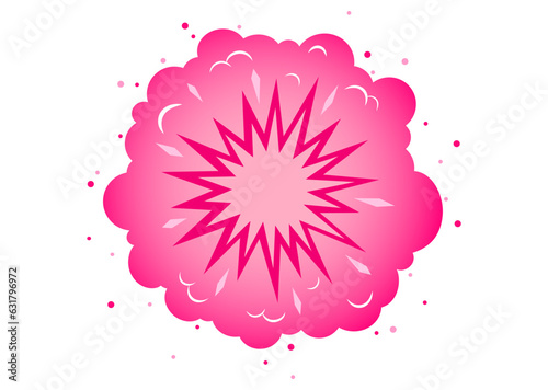 Vector vintage sticker with atomic bomb explosion in pink color. Pacific vintage military poster with nuclear bomb. Barbenheimer.