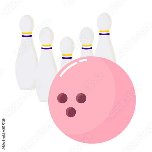 bowling ball and pins on white background