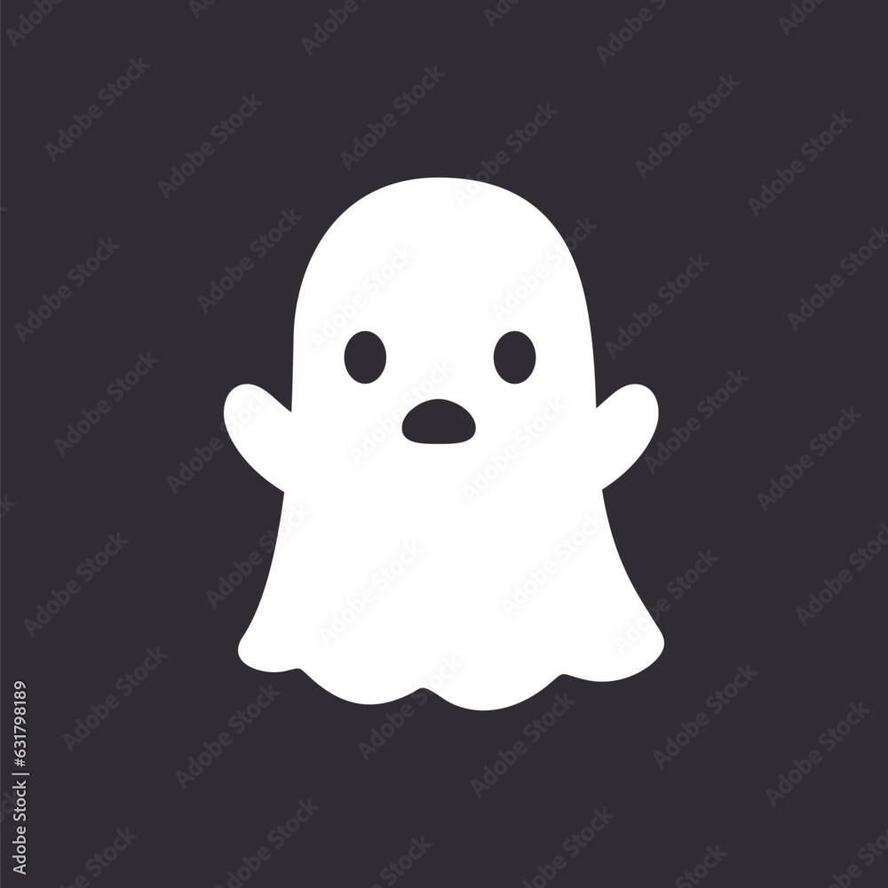 Cute Ghost icon logo. Simple flat style vector design element. Halloween creepy horror images.