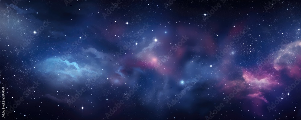 Fototapeta premium Colorful, stars and space background, panorama universe wallpaper panorama. Generative Ai.