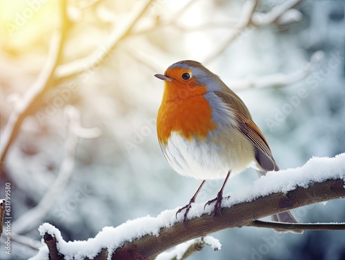 Fotografiet A robin in the snow