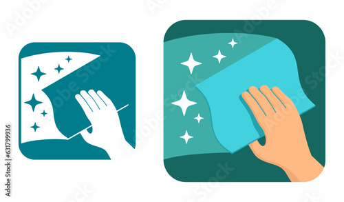 Cleaning properties of microfiber square icon