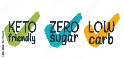 Low carb, Keto friendly, Zero sugar - stickers set