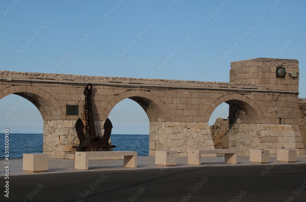 Italy, Salento: Arcades of the Otranto harbour. Italy, Salento: Arcades of the Otranto harbour.