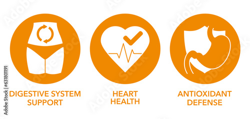 Flat icons set for nutrient supplements benefits