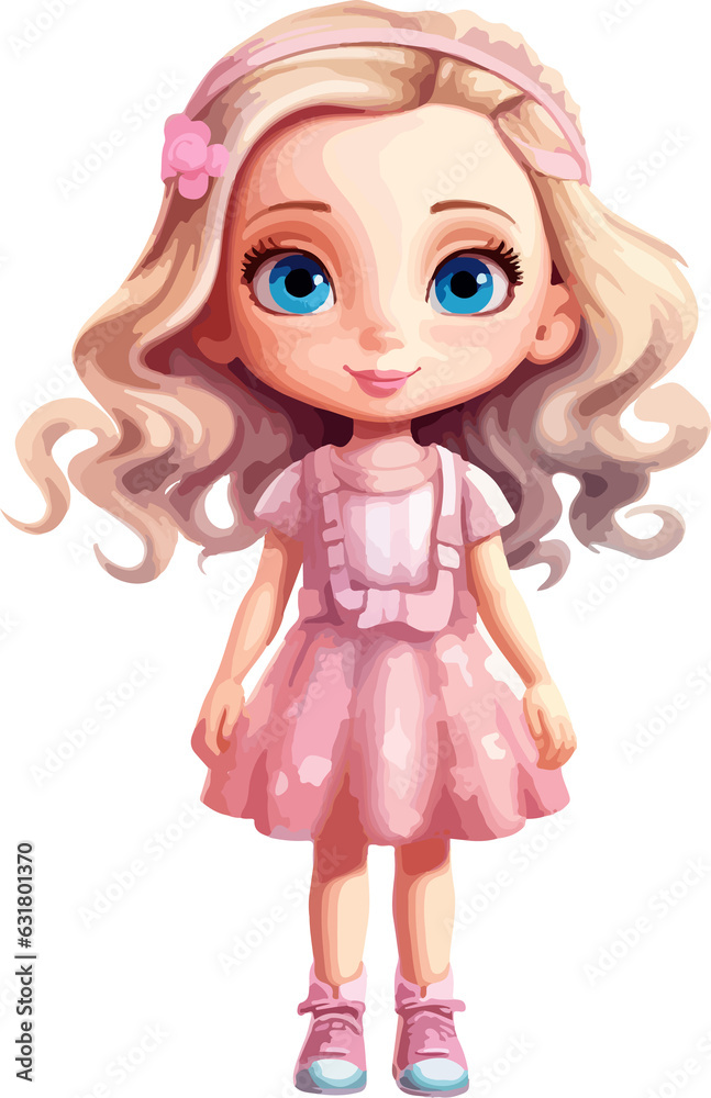 cute doll, color doll vector illustration