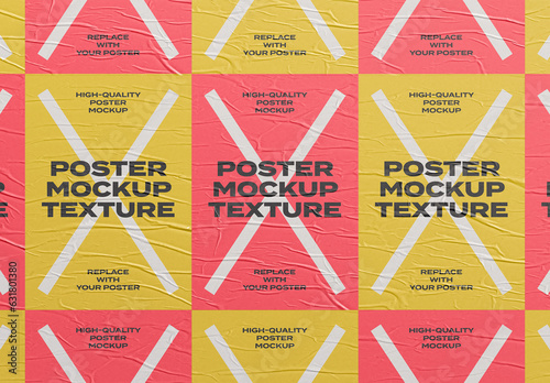 Poster Mockup Texture Art Template Branding Identity Blank Paper Glued Wall Urban