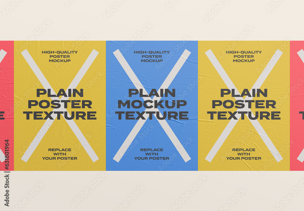 Poster Mockup Texture Art Template Branding Identity Blank Paper Glued