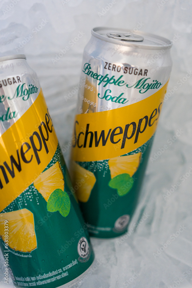 Bangkok, Thailand August 6, 2023 Schweppes Pineapple Mojito Soda