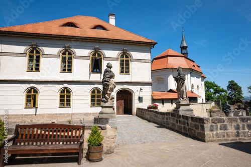 Buildings in the courtyard of Valdštejn Castle near the town of Turnov in Bohemia, Czech Republic photo