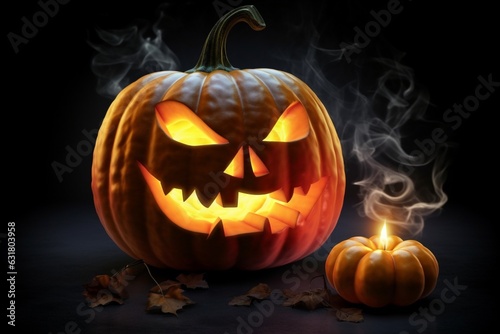 scary halloween pumpkin, jack o' lantern,halloween background, Halloween card, trick or treat, autumn decoration, holiday evening of all saints