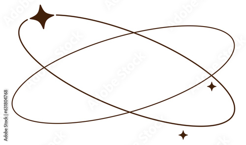 Modern minimalist aesthetic line elements, trendy linear frames with stars, geometric forms