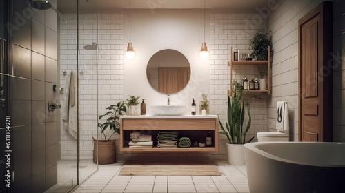 3D Render Bathroom Concept, Creating a Beautiful and Relaxing Clean Home: Design for the Bathroom Ideas and Resident's Relaxation in Day Light