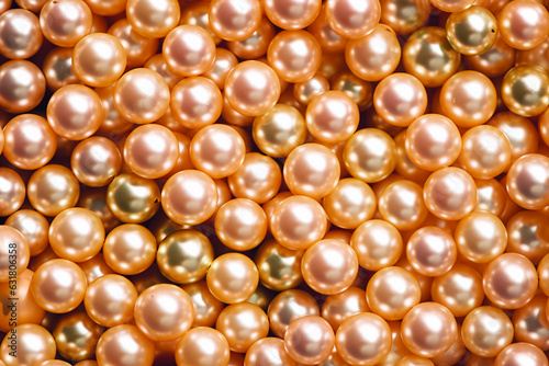 beautiful rose gold pearls, top view, created with generative ai