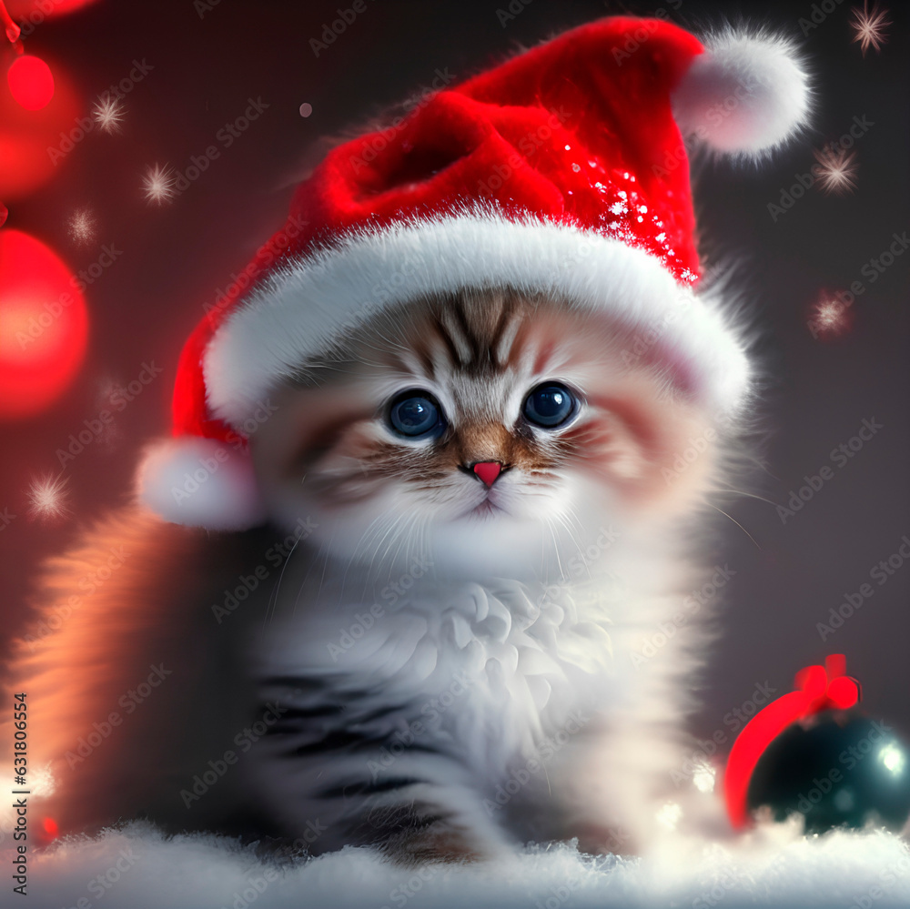 cat with christmas hat cat with christmas hat