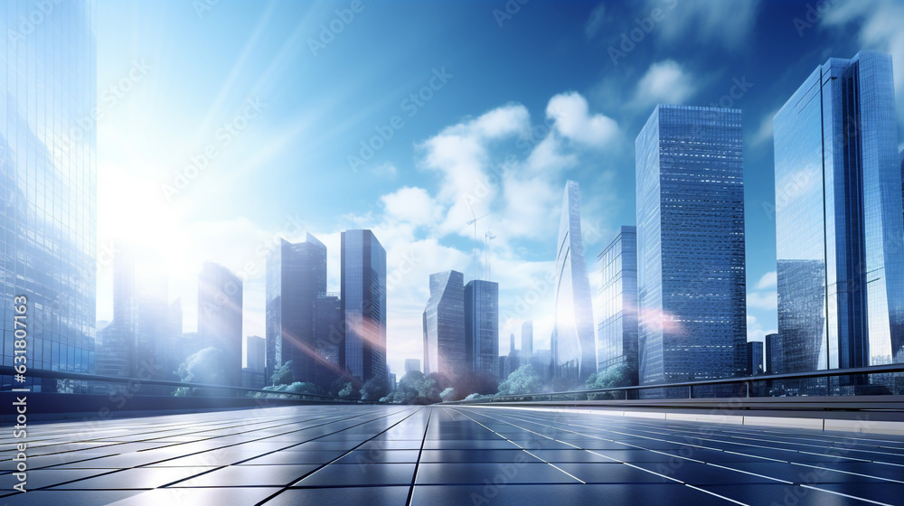 skyscrapers of a big city at dawn. Generative AI. skyscrapers of a big city at dawn. Generative AI.