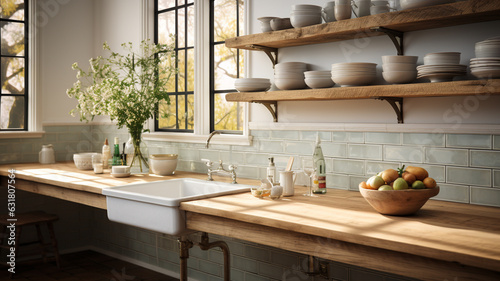 modern kitchen interior design with classic style generative ai